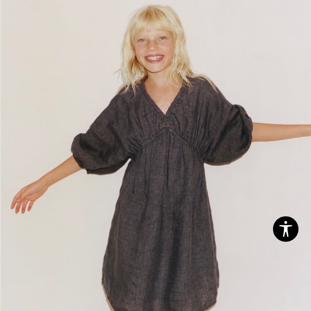 NWT SOLDOUT ZARA LINEN DRESS WITH RUCHING